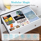 Vtopmart 16 Pack Drawer Dividers for Clothes, 4" High 11.3"-17" Adjustable Expandable Dresser Drawer Organizer, Plastic Drawers Separator for Dresser, Baby Clothes, Underwear, Kitchen & Office Storage