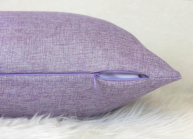 Aiking Home Woven Fine Faux Linen Throw Pillow Cover, Size 14"x26", Lavender