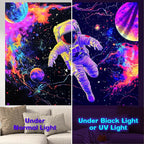 NYZE Astronaut Space Tapestry for Bedroom, Glow in the Dark Room Decor Wall Tapestries, Cool Galaxy Planet Wall Hanging, Wall Hanging for Men Guys Gamer Room Dorm Living Room 79in×59in