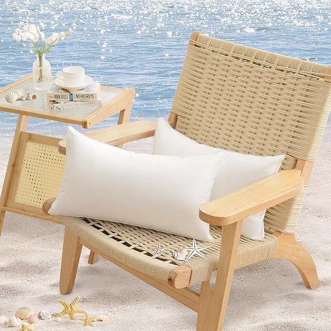 Oubonun 26x26 Outdoor Pillow Inserts (Pack of 2) - Square Waterproof Throw Pillow - Decorative Throw Pillows Insert for Couch Sofa Bed Patio Furniture - White Pillows