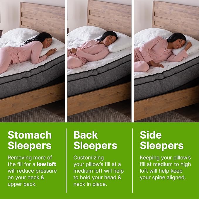 GhostBed Shredded Memory Foam Pillow with Adjustable Gel and Cooling Breathable Cover - King Size Shredded Pillows CertiPUR-US Certified 2-Pack