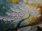 YaSheng Art - 100% Hand Painted Contemporary Art Oil Painting On Canvas Texture White 3D Flower Paintings Modern Home Bedroom Living Room Wall Decor Abstract Art Paintings 24x60inch