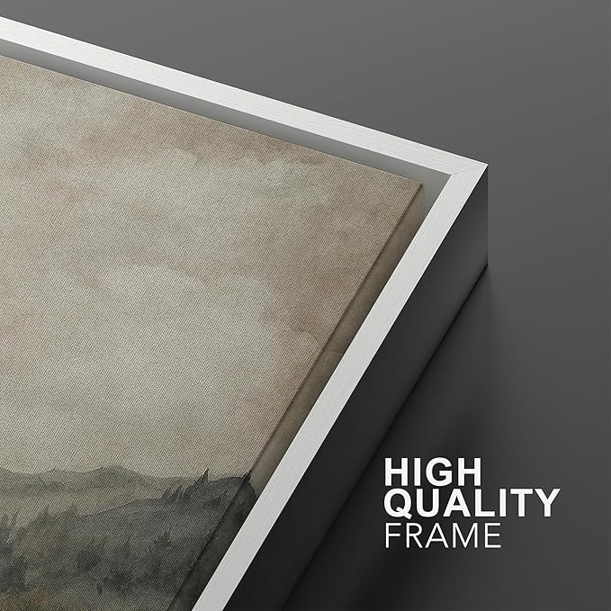 MUDECOR Framed Wall Art Print Set Mountain Landscape Nature with Trees, Lake, and Mountains, Rustic Illustrations Modern Art Decorative Colorful for Living Room, Bedroom, Office - 24"x36"x3 White