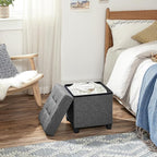 SONGMICS 15 Inches Cube Storage Ottoman, Bedroom Bench with Storage, Foot Stool with Feet, Holds Up to 660 lb, Dark Gray ULSF14GYZ
