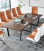 Sturdy Conference Table with Cable Management Grommets Modern Rectangle Office Meeting Table with Wood Tabletop and Metal Frame & Legs- Easy Assembly Boardroom Table (Mahogany, 10 Foot)