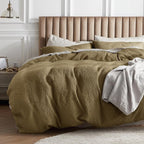 Bedsure Cotton Duvet Cover Queen Size - 100% Cotton Waffle Weave Fennel Seed Duvet Cover Queen Size, GentleSoft™ and Breathable Bedding Set for All Season, 3 Pieces, 90"x90"
