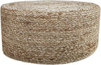 Scandilivin Homes Pouf Ottoman - 100% Natural Jute Braided- Footrest Pouf Hand Knitted - Traditional Cord Boho Pouffe - for The Living Room, Bedroom, Nursery, Patio, Lounge (20" x 20" x 10")