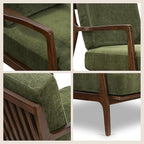 Poly & BARK Verity Fabric Accent Chair – Fabric Armchair with Walnut Wood Frame – Fashion-Forward Lounge Seating for Living Room – Upholstered in Distressed Green Velvet for Modern Style