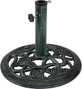 Sunnydaze 17lb Cast Iron Patio Umbrella Base - Heavy-Duty Round Metal Outdoor Market Umbrella Stand for Outside - 16-Inch - Green - Rose Blossom