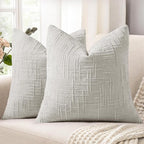 decorUhome Spring Light Grey Chenille Euro Sham Throw Pillow Covers 22x22 Set of 2 Textured Soft Cozy Slubby Couch Pillow Covers Modern Farmhouse Boho Decorative Pillow Cases for Bed Sofa Living Room