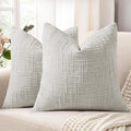decorUhome Spring Light Grey Chenille Euro Sham Throw Pillow Covers 26x26 Set of 2 Textured Soft Cozy Slubby Couch Pillow Covers Modern Farmhouse Boho Decorative Pillow Cases for Bed Sofa Living Room