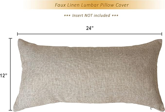 Aiking Home Woven Fine Faux Linen Throw Pillow Cover, Size 12"x24", Wheat