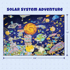 Solar System Explorer 6x9 Kids Area Rug – Educational Outer Space Map with Planets, Rockets, Robots & Aliens – Ideal for Playroom, Classroom, Living Room, or Science-Loving Children