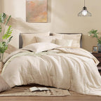 Monbix Full Size Comforter Set, Birch Marble Pattern Bedding Comforter for Full Size Bed Set, Reversible Bedding Sets 7 Pieces, Bed in a Bag with Comforter, Sheets, Pillowcases & Shams