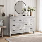 LINSY HOME Farmhouse 6 Drawer Double Dresser for Bedroom, 53” Wide Rustic Wood Chest with Deep Drawers, Modern Dressers with Storage and Metal Handles for Closet, Living Room, Hallway, Wash Grey