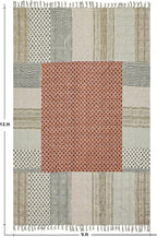 Kilim Rug 10x16 Area Rug Orange & Beige Cotton Dhurrie Oriental Thick 0.19 inches Stone Easy Washable Rug Hand Wash Cotton Carpet Flatweave Rug Indoor Outdoor Rugs for Living Room, Bedroom