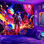 NYZE Astronaut Space Tapestry for Bedroom, BlackLight Tapestry Room Decor Wall Tapestries, Cool Galaxy Planet Wall Hanging, Wall Hanging for Men Guys Gamer Room Dorm Living Room 59in×51in