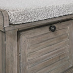 OSP Home Furnishings Dover Coastal Lift-Top Storage Bench with Shutter Face Styling, Goldstone Finish with Salt and Pepper Cushion