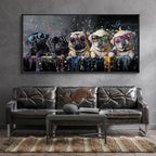 XLSJERST God Picturs Canvas Artwork 40x20 Inches - Cool Dog Graffiti Black and White Wall Art for Living Room Bedroom Bathroom Game Room Home Decor