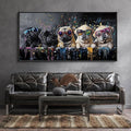 XLSJERST God Picturs Canvas Artwork 58x29 Inches - Cool Dog Graffiti Black and White Wall Art for Living Room Bedroom Bathroom Game Room Home Decor