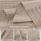 Comfort Spaces - CS13-0933 Kienna Quilt Coverlet Bedspread Ultra Soft Hypoallergenic All Season Lightweight Filling Stitched Bedding Set, Oversized Queen(102"x118"), Taupe 3 Piece