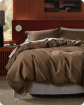 Bedsure Cotton Duvet Cover Set - 100% Cotton Waffle Weave Brown Duvet Cover Oversized King Size, GentleSoft™ and Breathable Bedding Set for All Season, 3 Pieces, 120"x98"