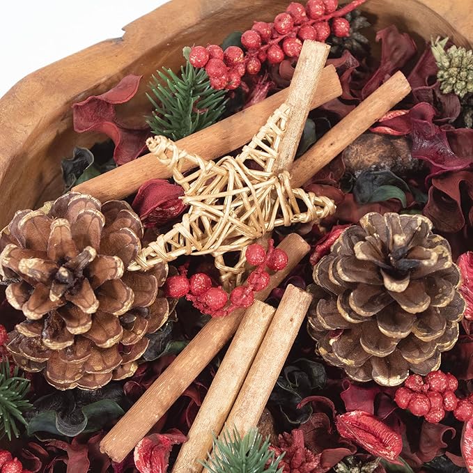 Cinnamon Fragrance Potpourri Bag Christmas Holiday Home Décor | Floral Petals Vase & Bowl Filler Decoration (Holiday Red)