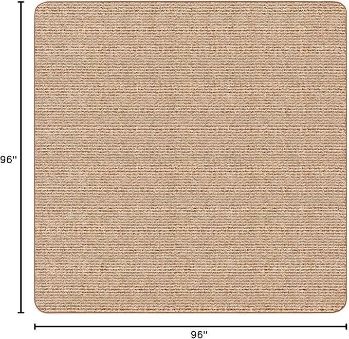 House, Home and More Skid-Resistant Carpet Indoor Area Rug Floor Mat - Praline Brown - 8 Ft X 8 Ft - Non Slip Rubber Backing, Stain Resistant, Dog Friendly, Living Room Bedroom Kitchen Entryway