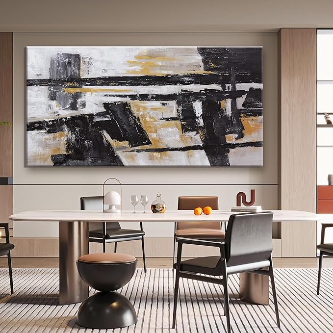 Abstract Wall Art Wall Decor Bedroom Pictures Artwork Canvas Wall Art Black And Gold Artwork Large Size Modern Painting Wall Decoration Pictures For Living Room Home Kitchen Office 30 x 60 Inch