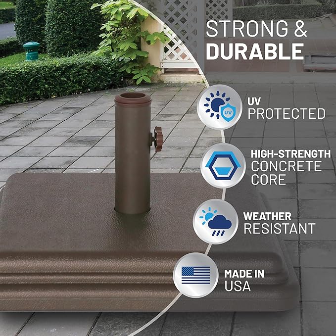 US Weight 40 Pound Umbrella Base - Weighted Umbrella base For Use With Patio Table – Heavy Duty Base- Made in the USA