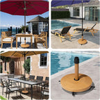 Patio Umbrella Base with 4 Wheels, 44lbs Round Heavy Duty Concrete Stand for Outdoor Market Umbrella, Teak