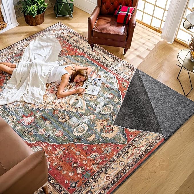 Waterproof Rug Pad, Thick 2x6 ft Under Area Rug Carpet Pad, Non Slip Rug Pads for All Floors and Hardwood Floors Finishes, Keep Carpets in Place Soft and Prevent Rug from Wrinkling or Buckling