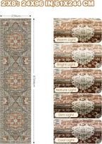 Runner Rug 2x8 Runners for Hallways Non Slip Washable, Vintage Hallway Runner Rugs for Living Room, Low Pile Soft Hallway Rug for Kitchen Bedroom Laundry Room Rug(Grey/Brown/Tan,2'x8')