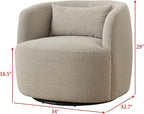 KINWELL 34" Wide Boucle Swivel Barrel Chair with 23" Ottoman Set, Fully Assembled Set of Sherpa Accent Chair and Footrest, Modern Comfy Armchair and Footstool for Living Room and Bedroom, Taupe