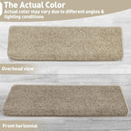 PURE ERA Bullnose Carpet Stair Treads Set Tape Free Non-Slip Indoor Stair Protectors Pet Friendly Rugs Covers Soft Skid Resistant Washable Reusable 9.5" x 30"(7 Pieces,Cream Gray)