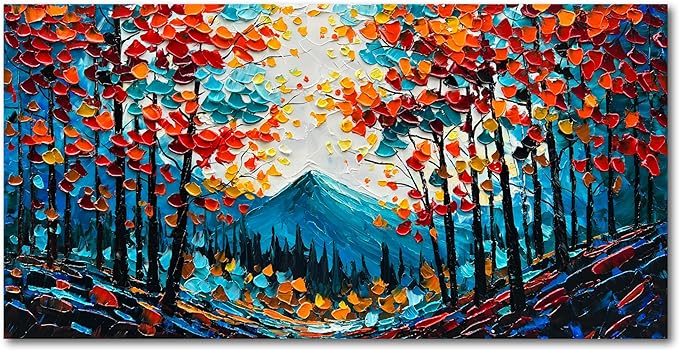 Forest Landscape Hand Painted Art Oil Painting Natural Landscape Oil Painting Large Canvas Wall Art Decoration 24×48 Inches