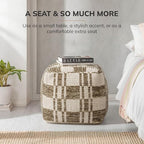 Anji Mountain Artisan Crafted Cotton Blend Pouf Ottoman | Versatile Floor Seating & Footstool for Living Room | Modern Boho Home Décor Accent | Filled Pouffe