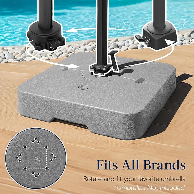 Best Choice Products 330lb Cantilever Offset Patio Umbrella Base, Heavy-Duty Outdoor Stand, Sand Water Fillable Weights Set w/Easy-Fill Spouts – Gray