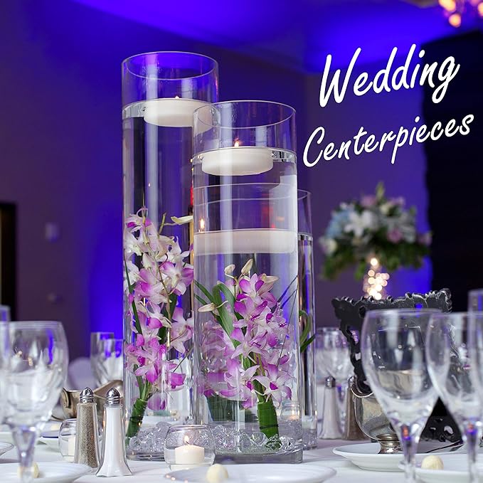 CYS Excel Clear Glass Cylinder Vase (H:12" D:4") | Multiple Size Choices Glass Flower Vase Centerpieces | Hurricane Floating Candle Holder