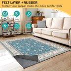 Waterproof Rug Pad, 10x14 ft Under Area Rug Carpet Pad, Non Slip Felt Rug Pads for Hardwood Floors, Keep Carpets in Place Soft and Prevent Rug from Wrinkling or Buckling