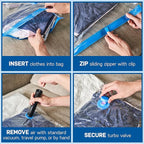 6 Pack Variety Vacuum Storage Bags for Comforters, Blankets & Clothes – Vacuum Sealed Compression Bags with Hand Pump – Space Saver Storage Bags for Bedding,Moving, Travel & Organization (2S, 2M & 2L)