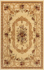 Rugs.com Chateau Collection Rug – 5' x 8' Cream Medium Rug Perfect for Bedrooms, Dining Rooms, Living Rooms