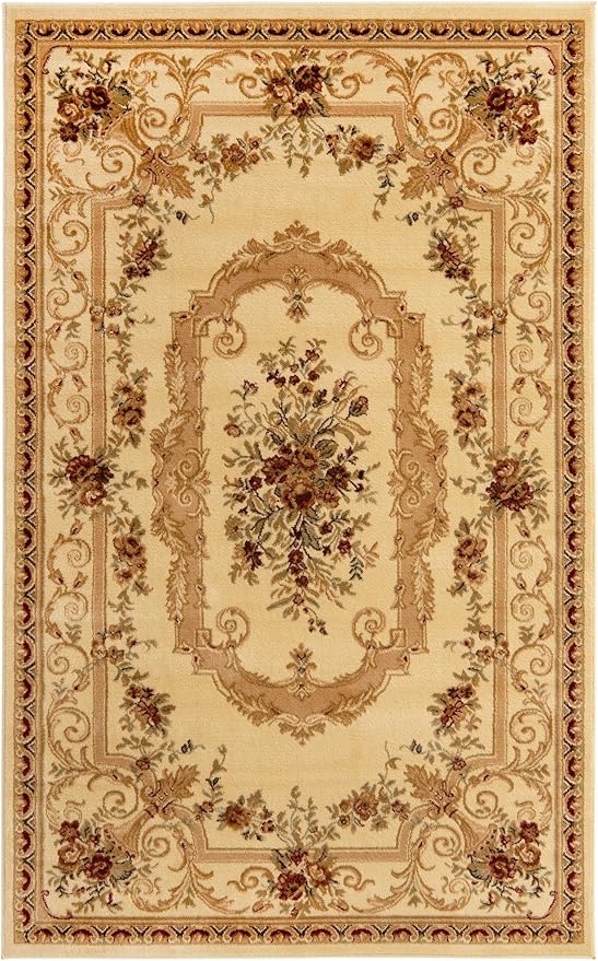 Rugs.com Chateau Collection Rug – 5' x 8' Cream Medium Rug Perfect for Bedrooms, Dining Rooms, Living Rooms