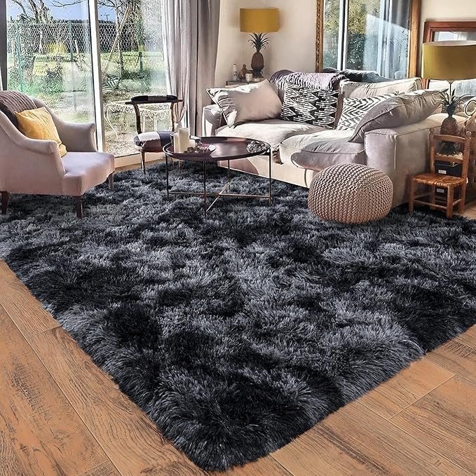 8x10 Area Rugs for Living Room, Ultra Soft Large Shag Bedroom Rug Upgrade Non-Slip Plush Modern Fluffy Carpet for Kids Boys Girls Room Home Decor Aesthetic, Dark Grey