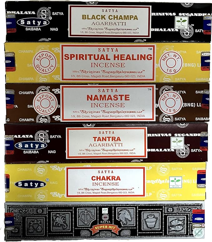Nag Champa Incense Stick Pack - Assorted Fragrances - Hand Rolled & Non-Toxic - Perfect for Meditation and Relaxation - Home Fragrance Gift Pack - 15g, Set of 6 Aromas