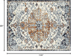 MICRODRY - Area Rug, Low-Profile Design for Sleek, Bulk-Free Look. Machine Washable, Stain-Resistant, Skid-Resistant, Ideal for Bedroom, Living Room, Kitchen, or Entryway, 8x10', Yasmin (Blue/Rust)