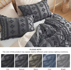 Bedsure Boho Duvet Cover Queen Size, Soft & Comfortable Elegant Design Boho Bedding for Decoration, Machine Washable Comforter Cover for All Seasons,Includes 1 Duvet Cover & 2 Pillow Shams,Dark Grey