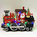 allgala Crafted Polyresin Christmas House Collectable Figurine with USB and Battery Dual Power Source-Santa's Express Train-XH93429