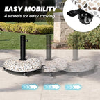 Crestlive Products 45lbs Umbrella Base with Wheels, Patio Umbrella Stand Heavy Duty, Round Cobble Cement Market Umbrella Base for Outdoor, Deck, Lawn, Garden(Cobblestone)