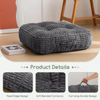 6" Washable Floor Pillow Cushion for Adults, Meditation Cushion Pillow, Removable Tufted Blended Corduroy Cover, Large Square Floor Sitting for Tatami Living Room or Yoga, 2Pack, Machine Washable